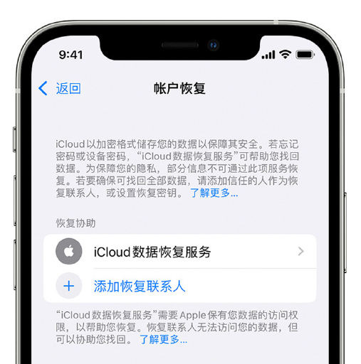 嘉禾苹果手机维修分享在 iPhone 上设置帐户恢复联系人的方法 